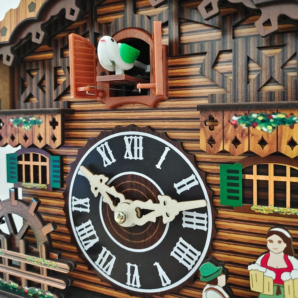 2021 new cross-border private model wooden cuckoo clock simple cuckoo clock alarm clock creative decoration