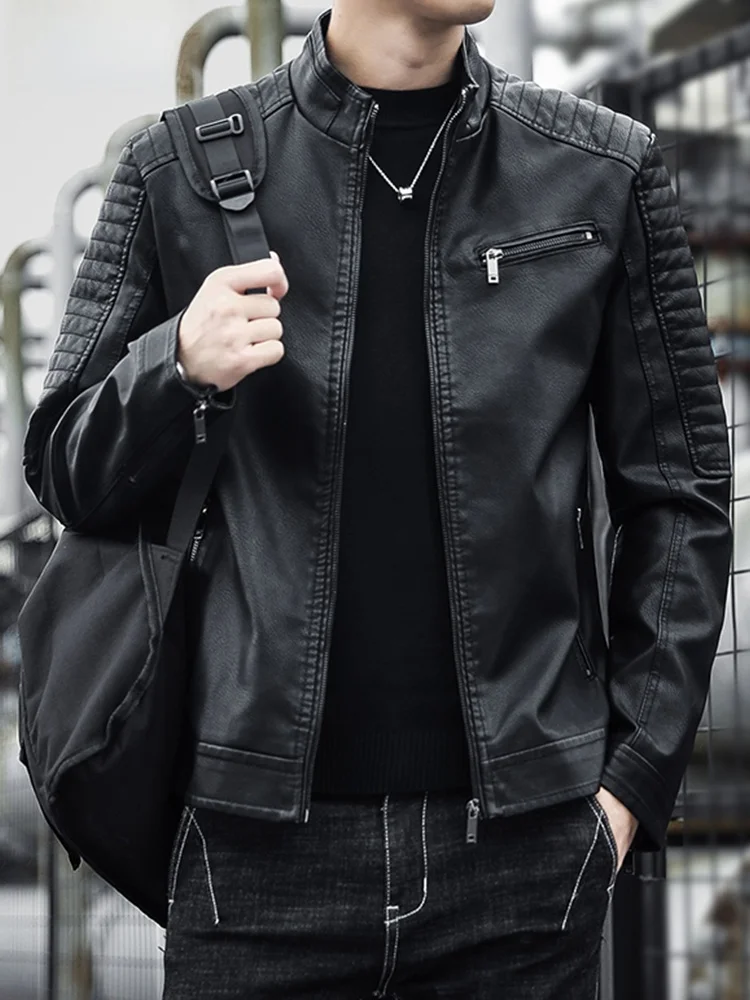 

Мужская кожаная куртка TUCANO из натуральной овечьей кожи, мотоциклетная, с воротником-стойкой, модная, городская, повседневная, весна-осень