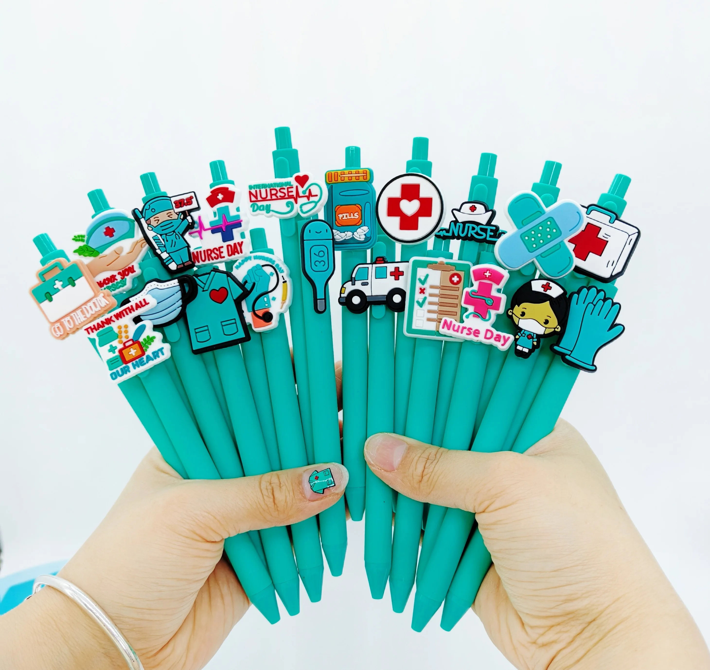 

20pcs/30pcs Blue Green Series Ballpoint Pen Nurse's Day Gift Pen Medical Doctor Writing Stationery