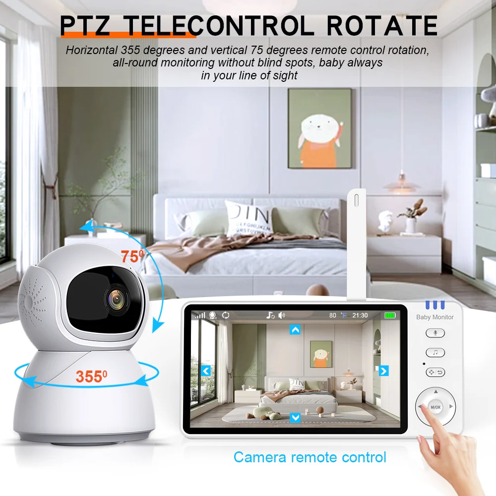 

ABM570 Baby Monitor 5-inch 720P Wireless Night Vision Baby Monitor Music Two-way Intercom Child Safety Sight Distance 150M