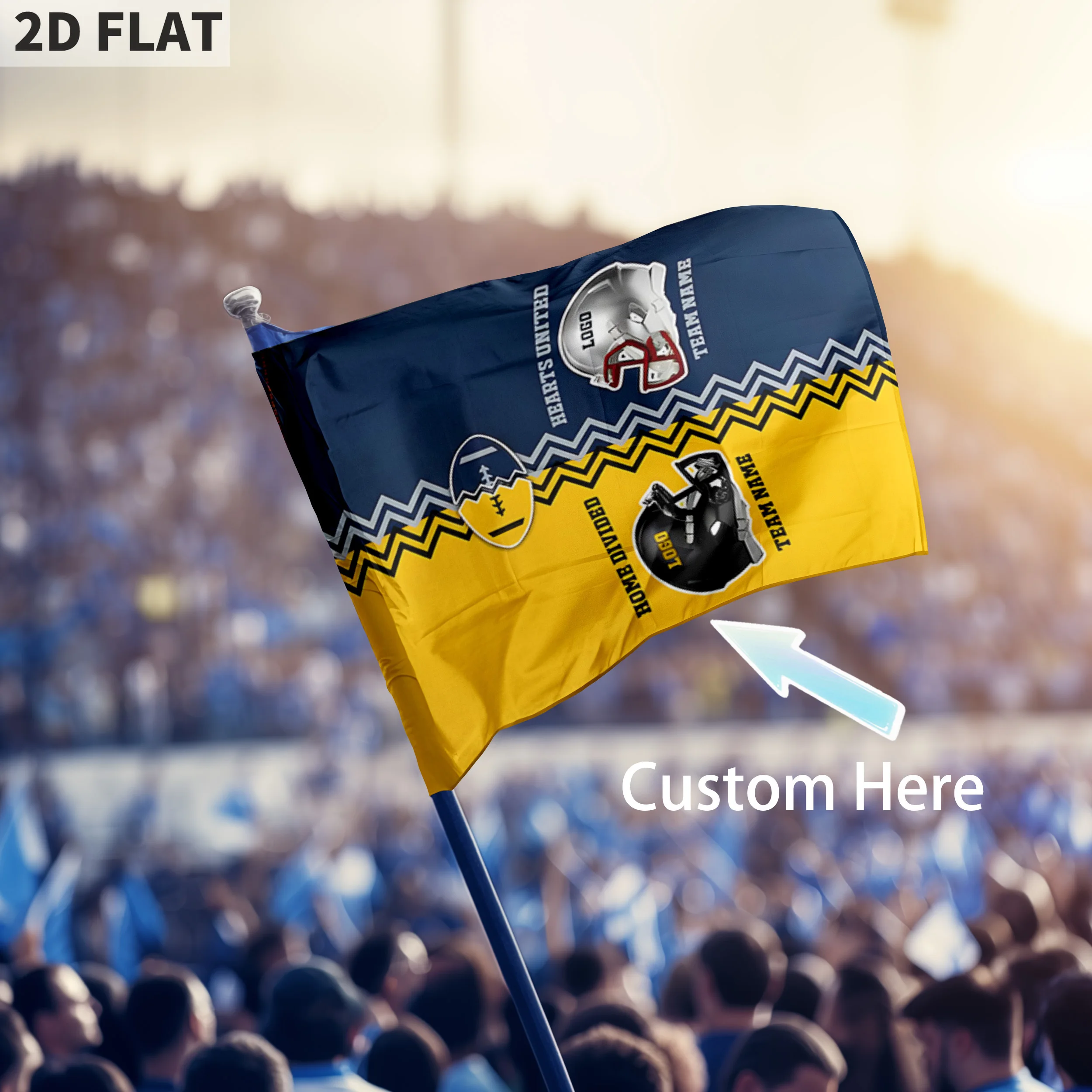 

Custom Personalized Football Flag, Custom Football House Divided Hearts United Flag, Custom Favorite Team, Football Lover Gift