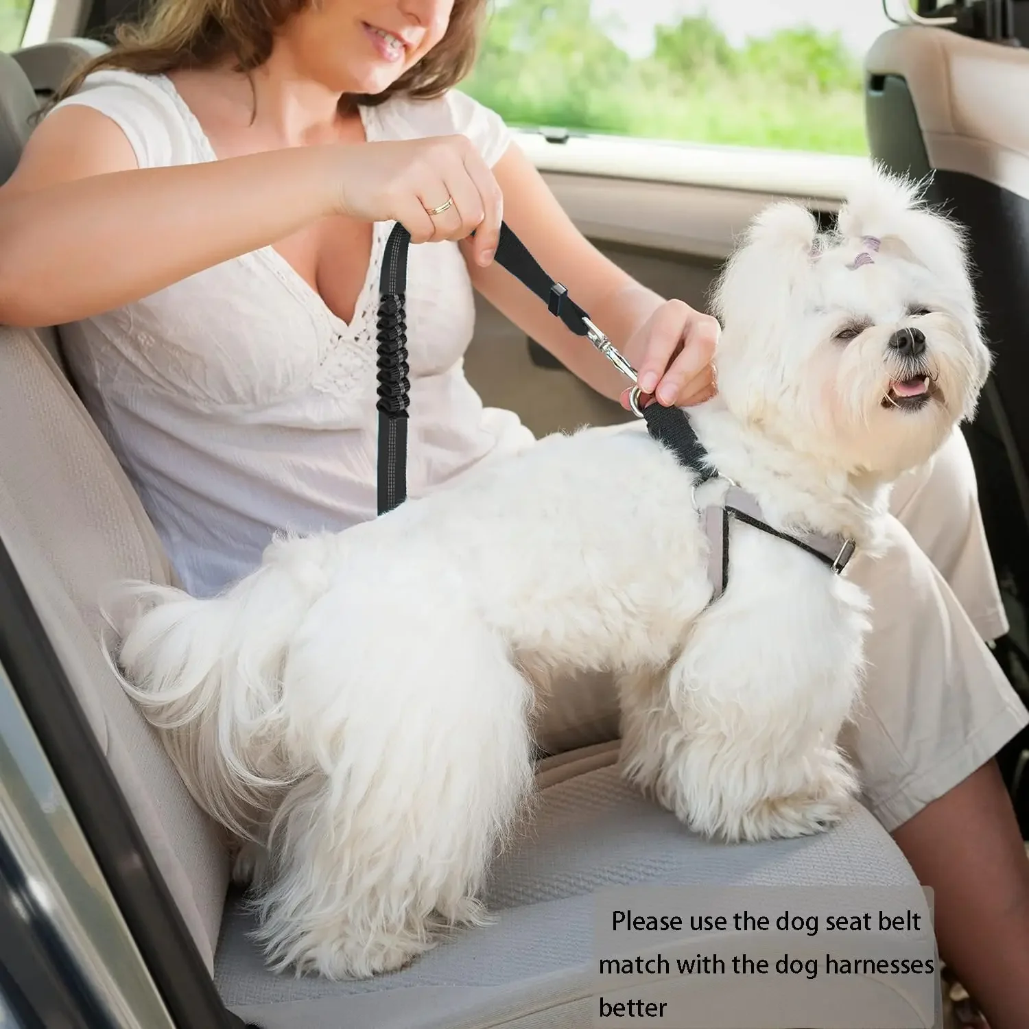 【NEW】Adjustable And Heavy Duty Dog Car Seat Belt - Striped Nylon Large Dog Traction Rope for Car Rides