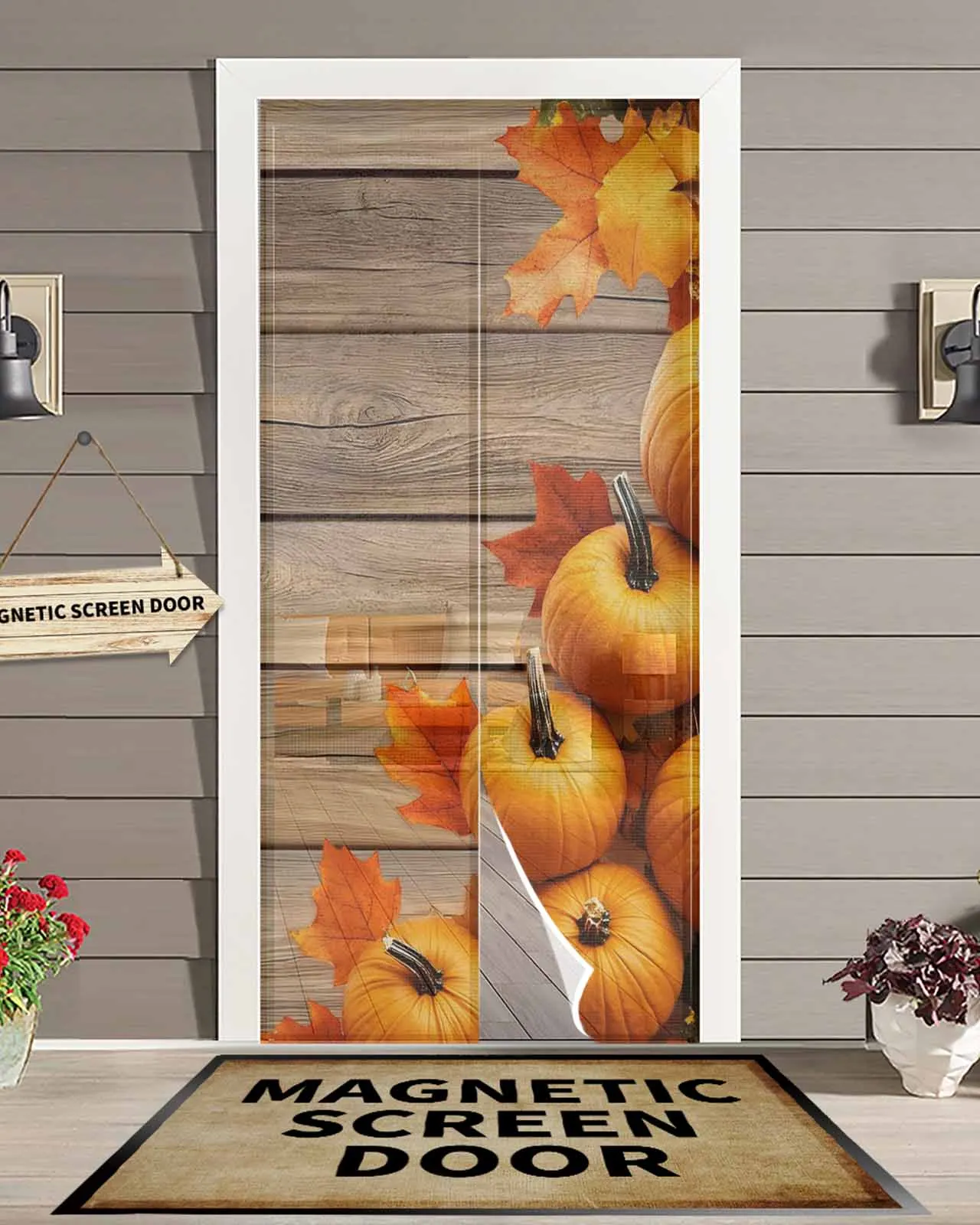 

Деревянное зерно, тыква, кленовый лист, магнитная дверная занавеска для гостиной, спальни, дома, антимоскитная занавеска для двери