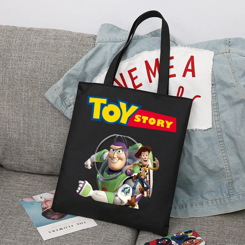 

Сумка для покупок с историй игрушек Вуди, Базз, светильник, складная сумка, пляжная сумка на плечо, холщовые сумки для студентов, многоразовая сумка для покупок для колледжа