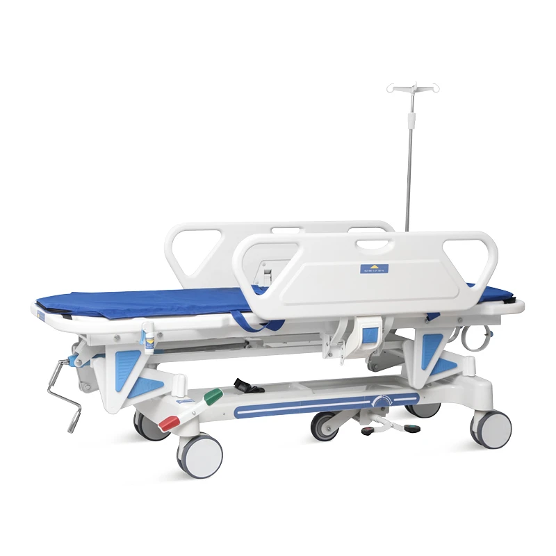 

SKB041-1 Single Crank Multifunction Adjustable Medical Stretcher Hospital Emergency Manual Patient Transport Trolley