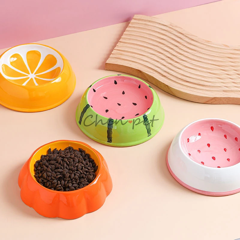 4 cute designs pet ceramics bowl watermelon strawberry shape cat food bowl small dog colorful water suppliers