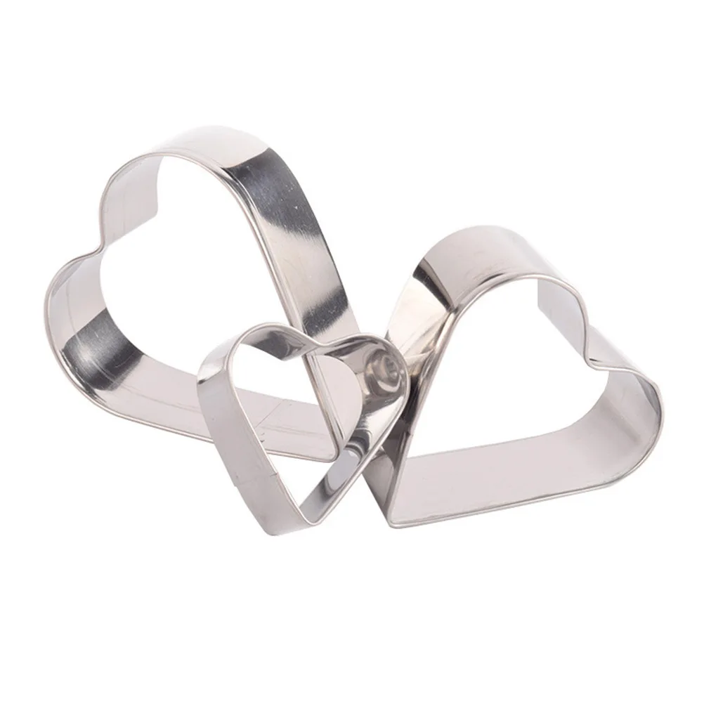 

3Pcs Heart Shape Cookie Cutter Stainless Steel Baking Tools Cake Decor Lovely Cartoon Design Easy Clean DIY Gifts