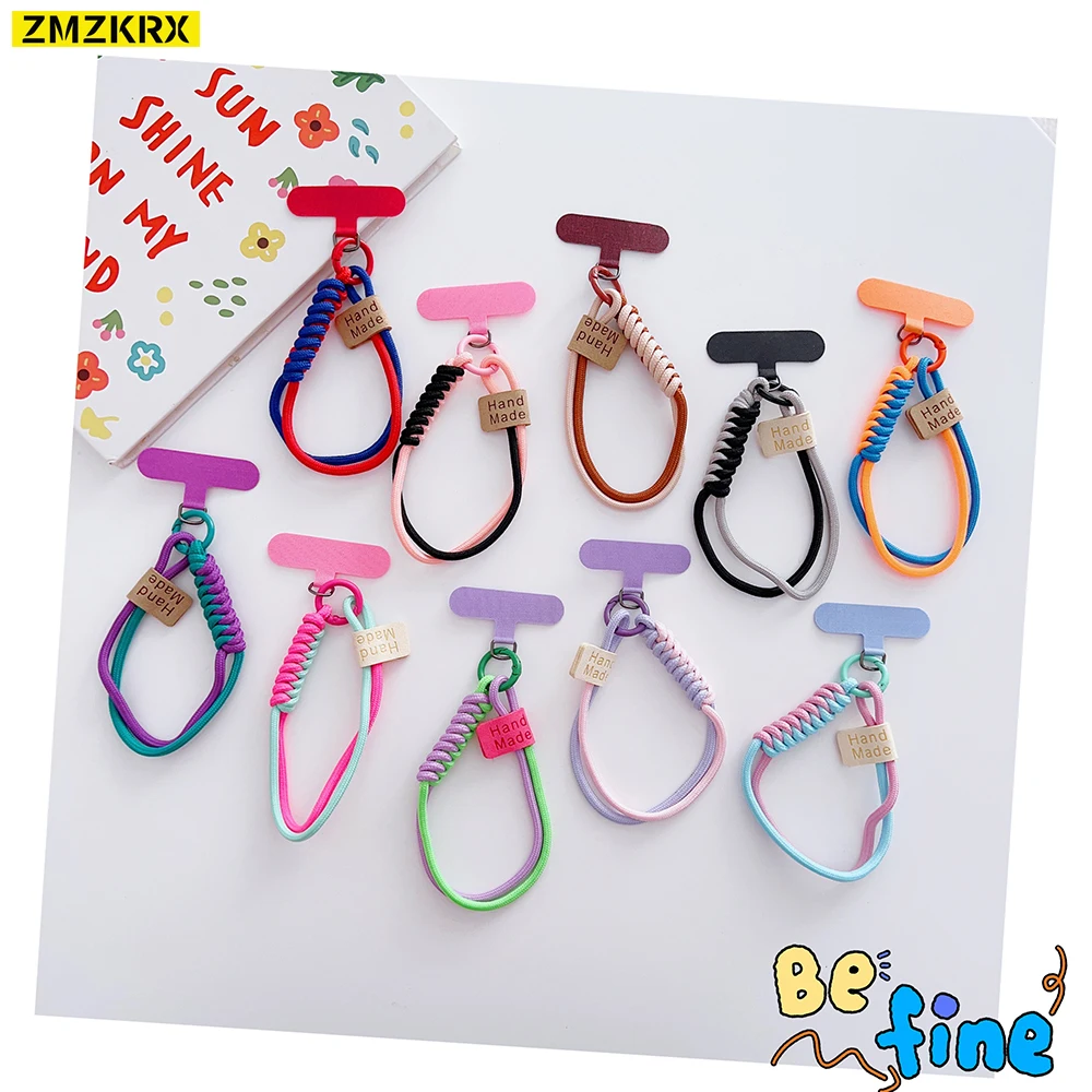 

New Braided Mobile Phone Lanyard Strap Hanging Chain Ring Cord with Patch Wrist Strap Cell Phone Holder Detachable Rope Keychain