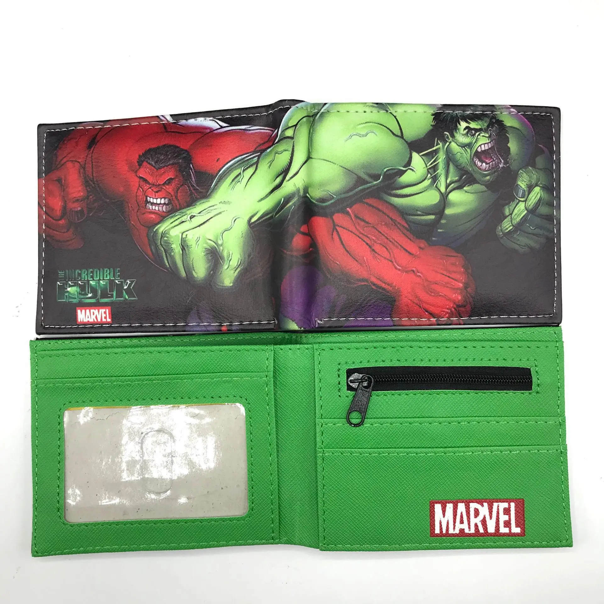 MINISO Disney Marvel Hulk Hulk Men's Student PU Coin Purse Leather Wallet Short Wallet Mens Wallet  Cute Wallet