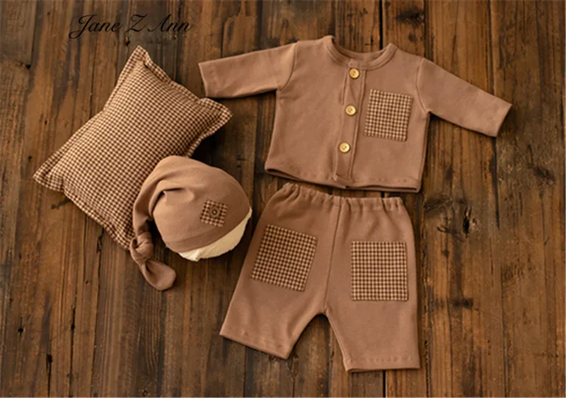 Jane Z Ann – costume pour bébé garçon, chapeau + oreiller + gilet + pantalon, ensemble de vêtements 4 pièces, vêtements jumeaux, photo, accessoires de photographie pour nouveau-né