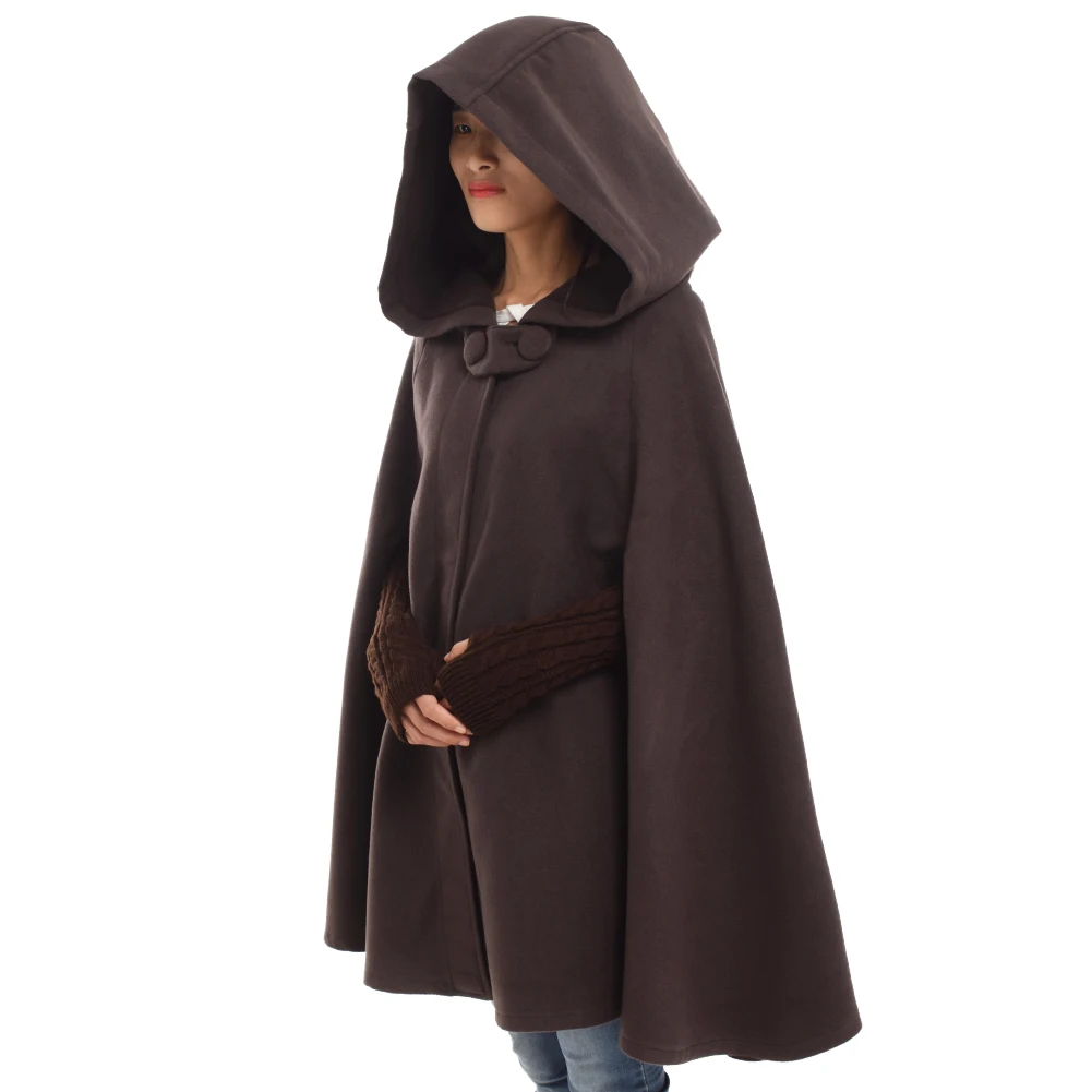 Women Woolen Poncho Fashion Vintage Style Hooded Cloak Coat Hoodies Winter Cape