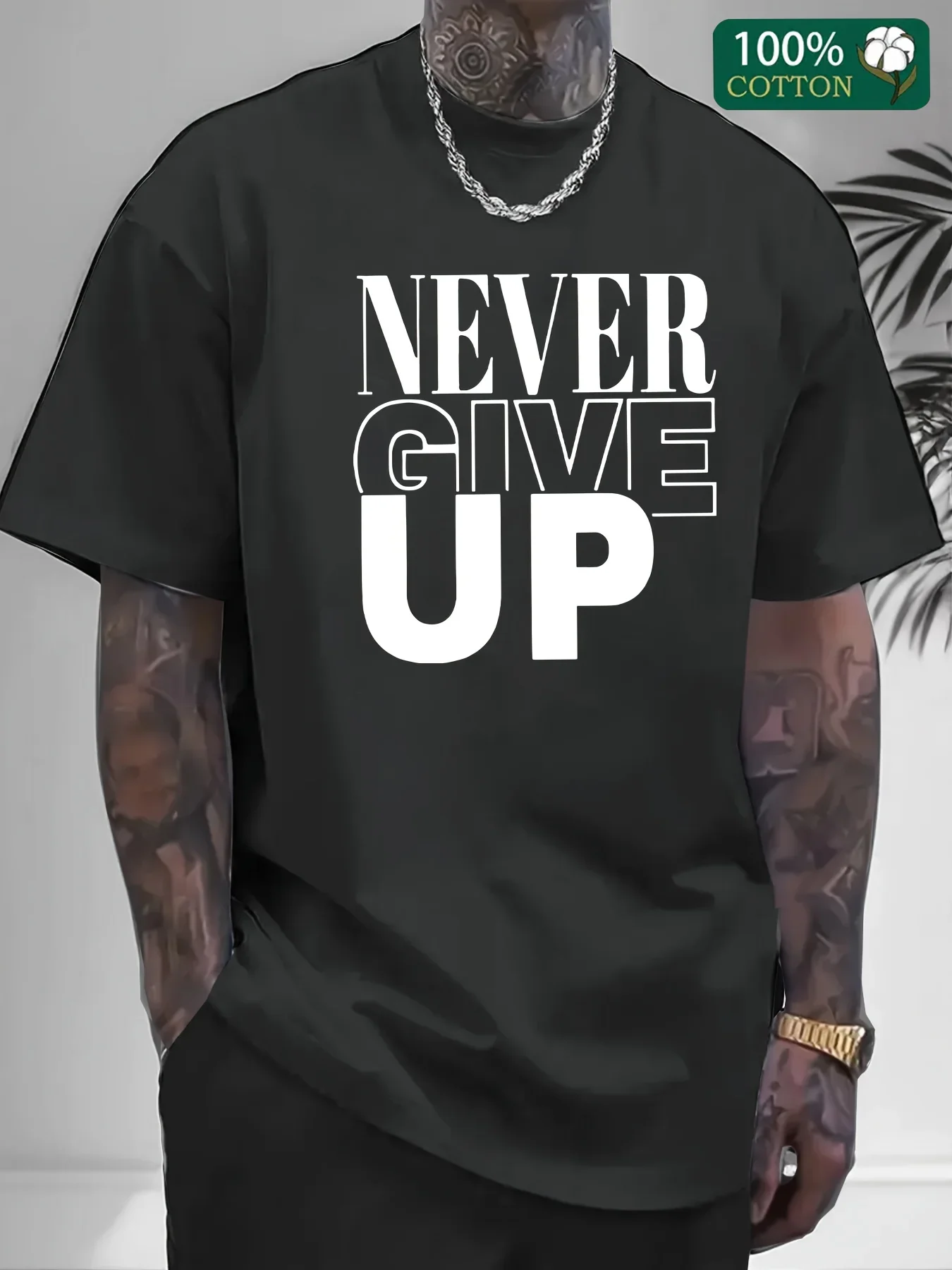 T-shirt à manches courtes et col rond pour homme, 100 coton, à la mode, sport décontracté, ample, avec lettres imprimées, été
