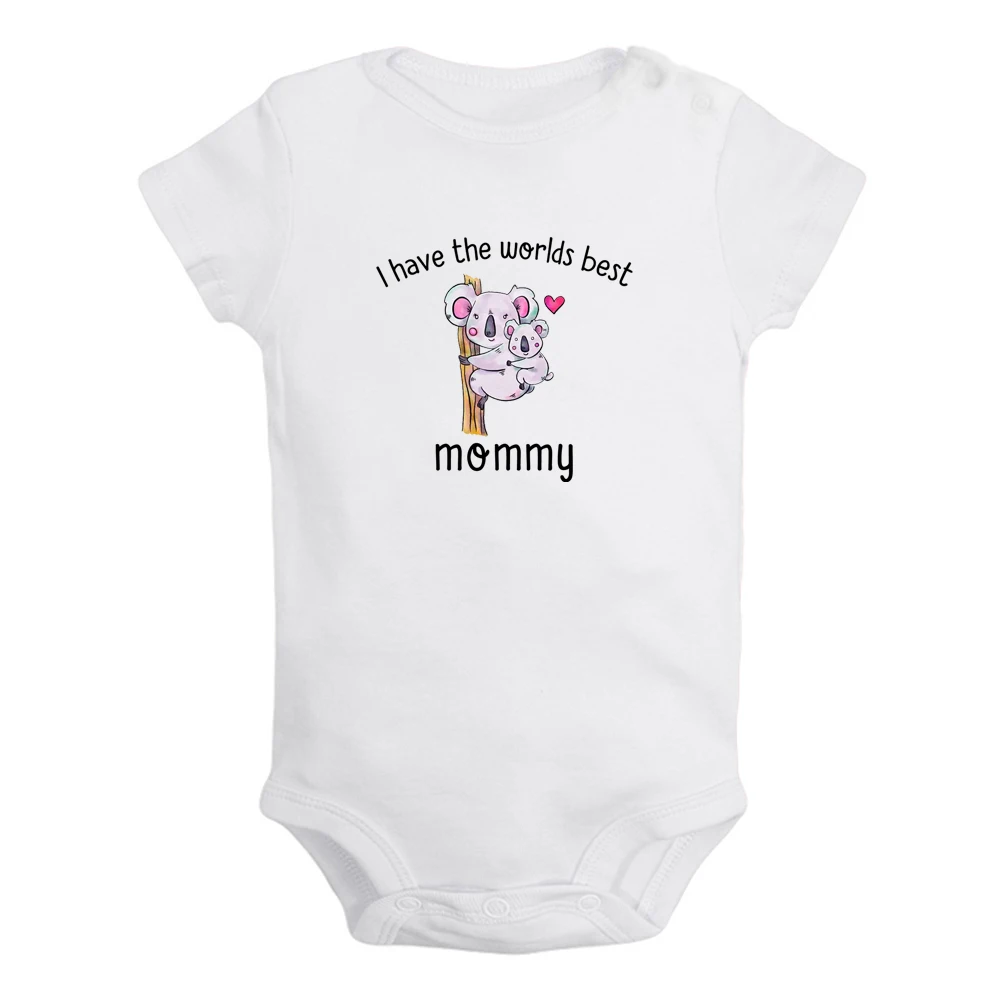 I Have The Worlds Best Mommy Little Koala Baby Bodysuit Cute Boys Girls Rompers Infant Short Sleeves Jumpsuit Newborn Clothes