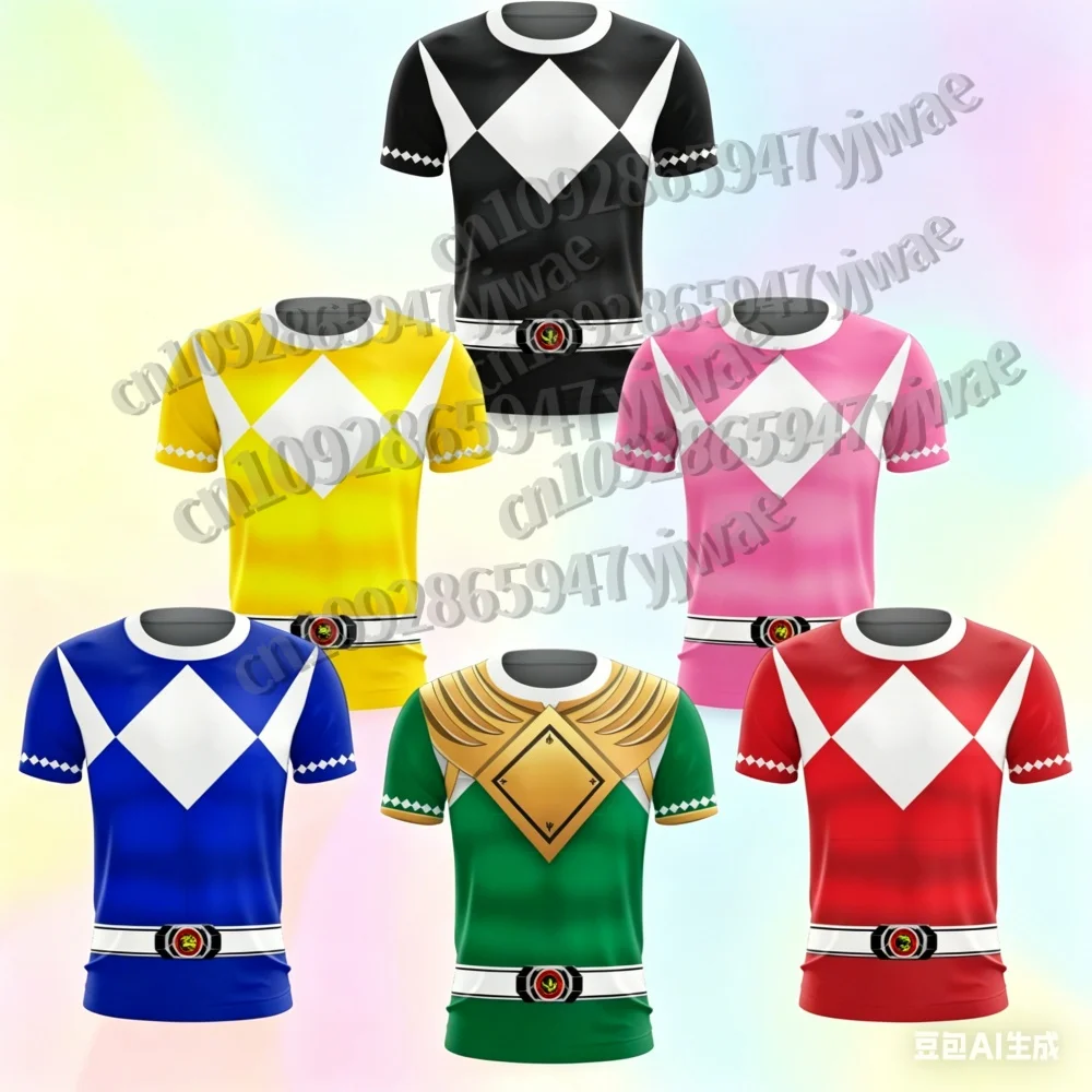 Camiseta de manga corta para niños y hombres, multicolor, Ranger Power Ranger, para deportes de combate, camiseta de entrenamiento físico para niños, camiseta Unisex