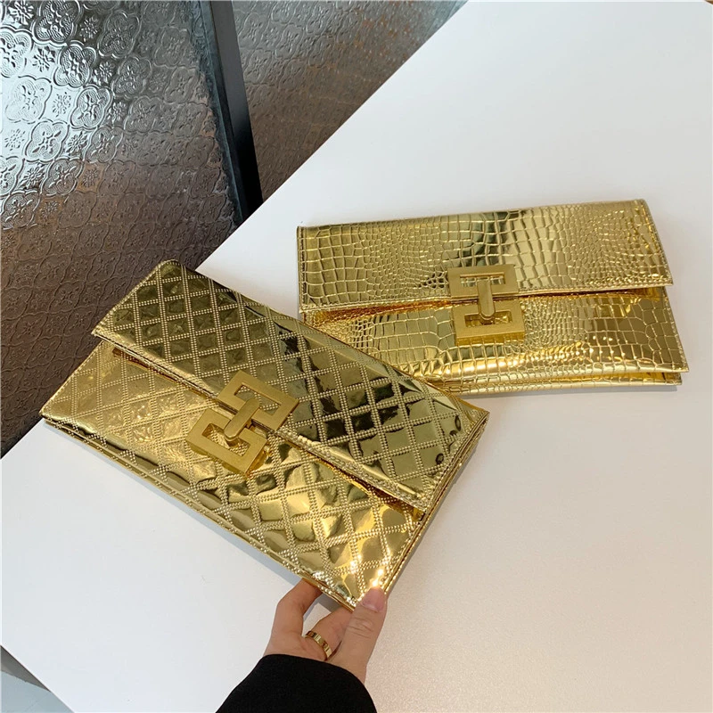 2024 Evening Cluthes Bags For Women Silver Envelope Bags Fashion Luxury Leather PU Clutch Wallet Wedding Party Cover Prom Purse