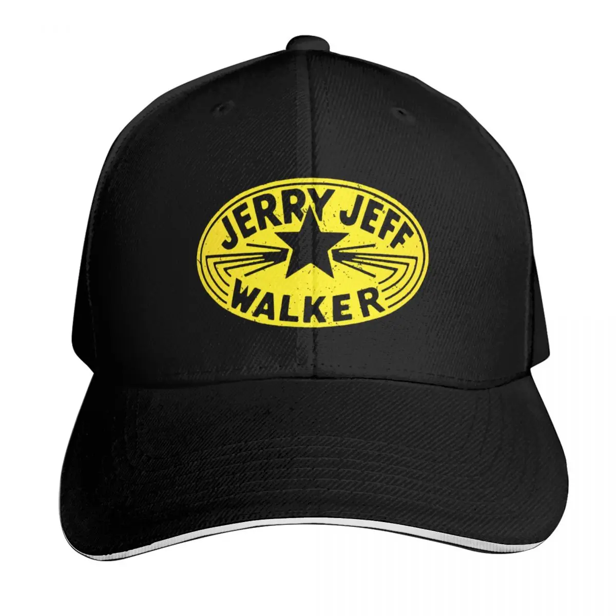 Jerry Jeff Walker vintage yellow logo Baseball Cap Sun Protection UPF 50+ Breathable Mesh Back Adjustable Buckle Closure