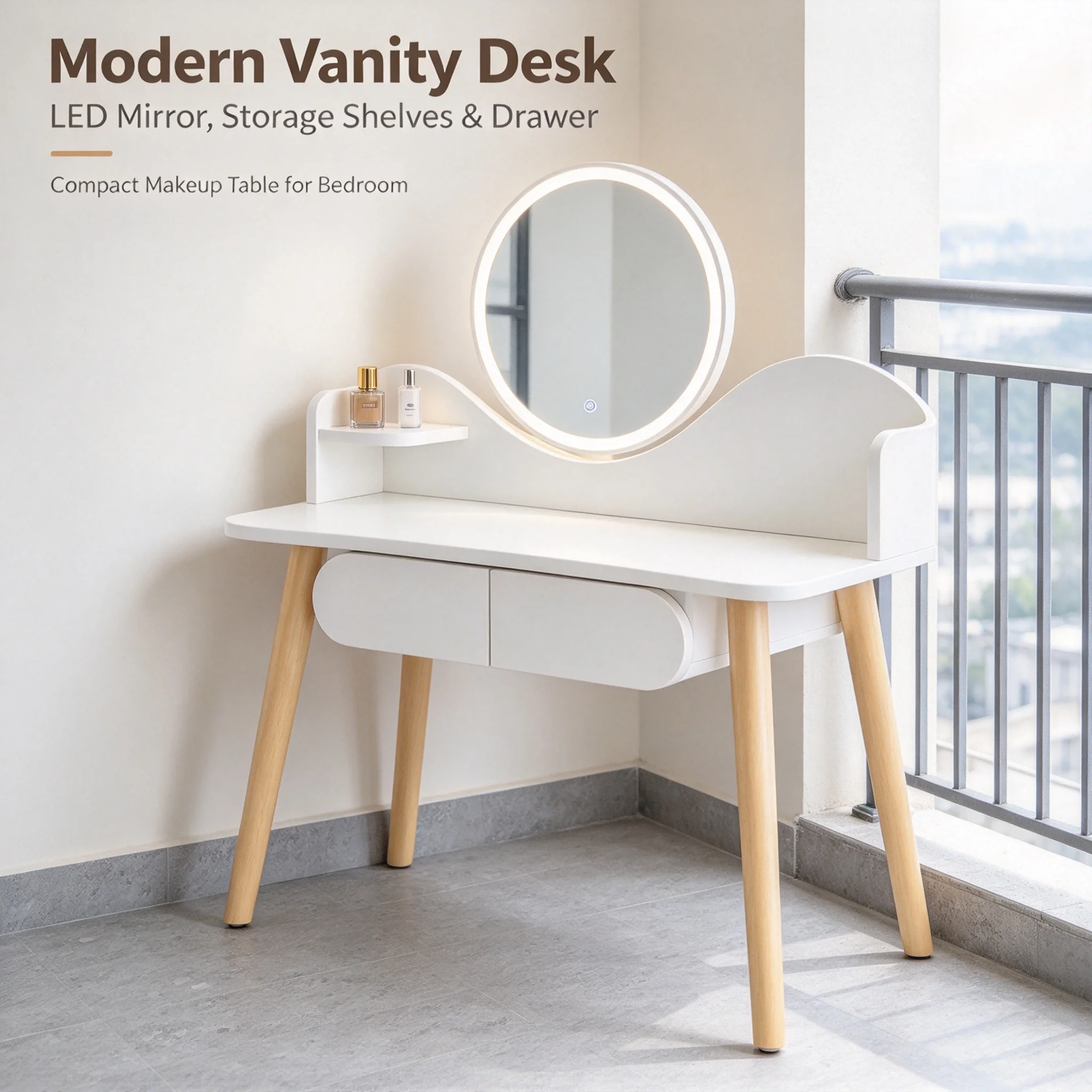 AOLIVIYA Simple Modern Cabinet Small Apartment Bedroom Dressing Table Set Women Girl Makeup Vanities Desk