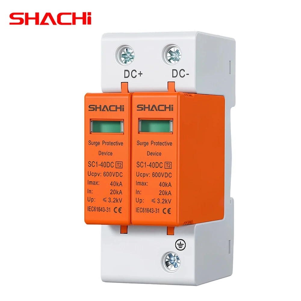 

Устройство защиты от перенапряжения SHACHI SPD 2P DC 500В 600В 800В 1000В для солнечных фотоэлектрических систем, грозозащита, низковольтное оборудование