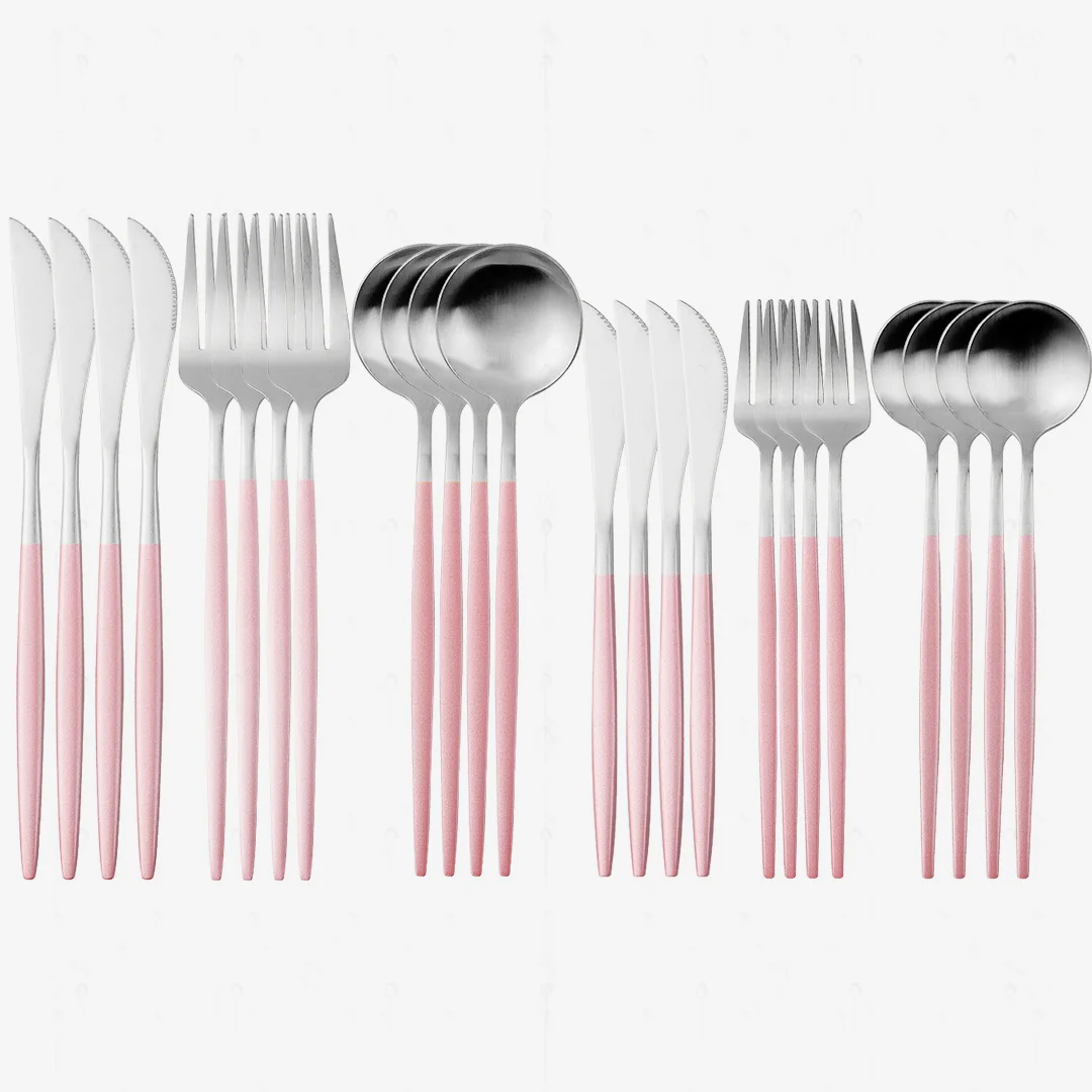 

24Pcs Stainless Steel Cutlery Set Gold Dinnerware Set Dessert Knife Fork Coffee Spoon Kitchen Tableware Silverware Sets