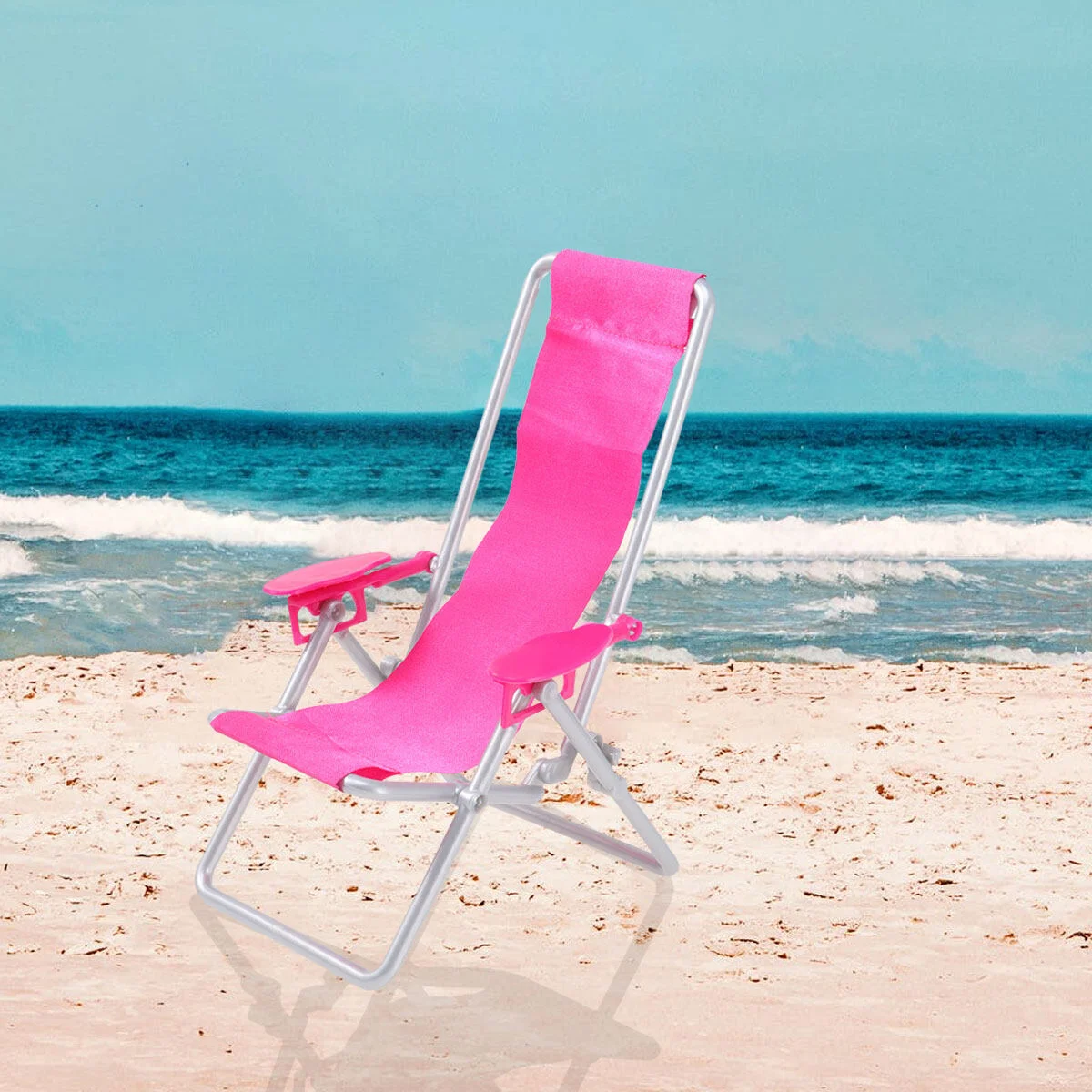 2pcs Folding Beach Chair Miniature Deck Chair Model Miniature Furniture Decoration