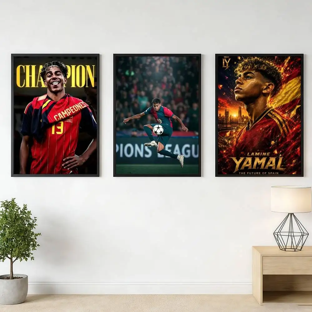 Football L-LamineS-ES Champion Y-YamalS-ES Poster Stickers Art Print Vintage Wall Decor HD Living Room Home Office Gift Occasion