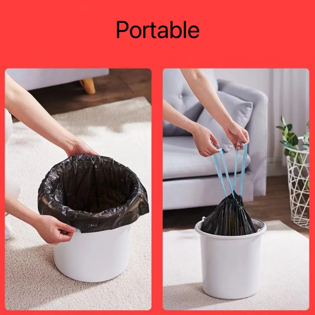 Garbage Bag with Drawstring, Trash Can, Wastebasket Liners, Plastic Bags for Bathroom, Bedroom, Office 15 Pcs per Roll, 4 Gallon