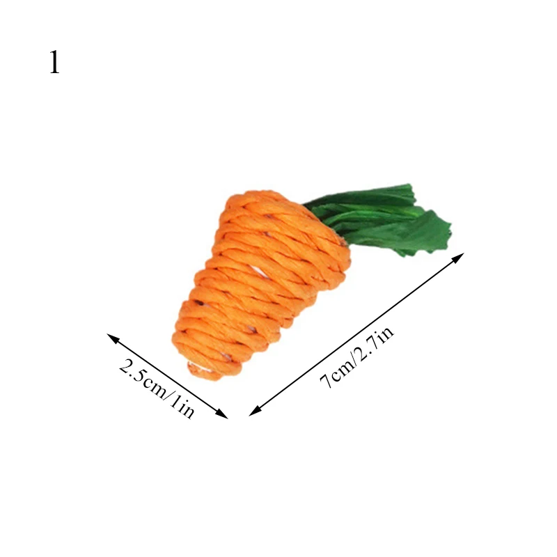 Juguete masticable de conejo y hámster para morder, bolas tejidas de zanahoria de maíz para Limpieza de dientes, juguetes molares de rábano,