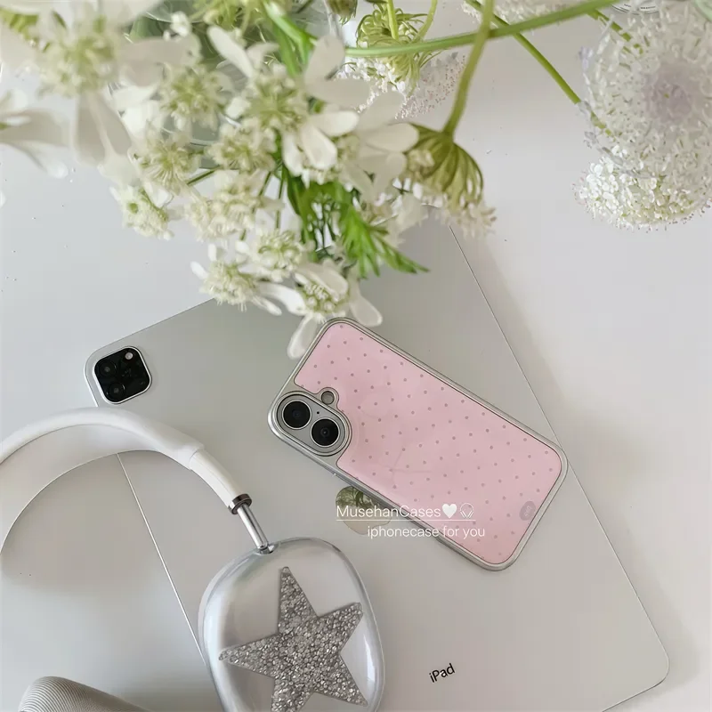 الكورية ins كريم الوردي البولكا نقطة الفن موضة الكرتون الإبداعية Y2K قضية الهاتف لسامسونج S 23 24 25 26 EDGE FE زائد الترا غطاء