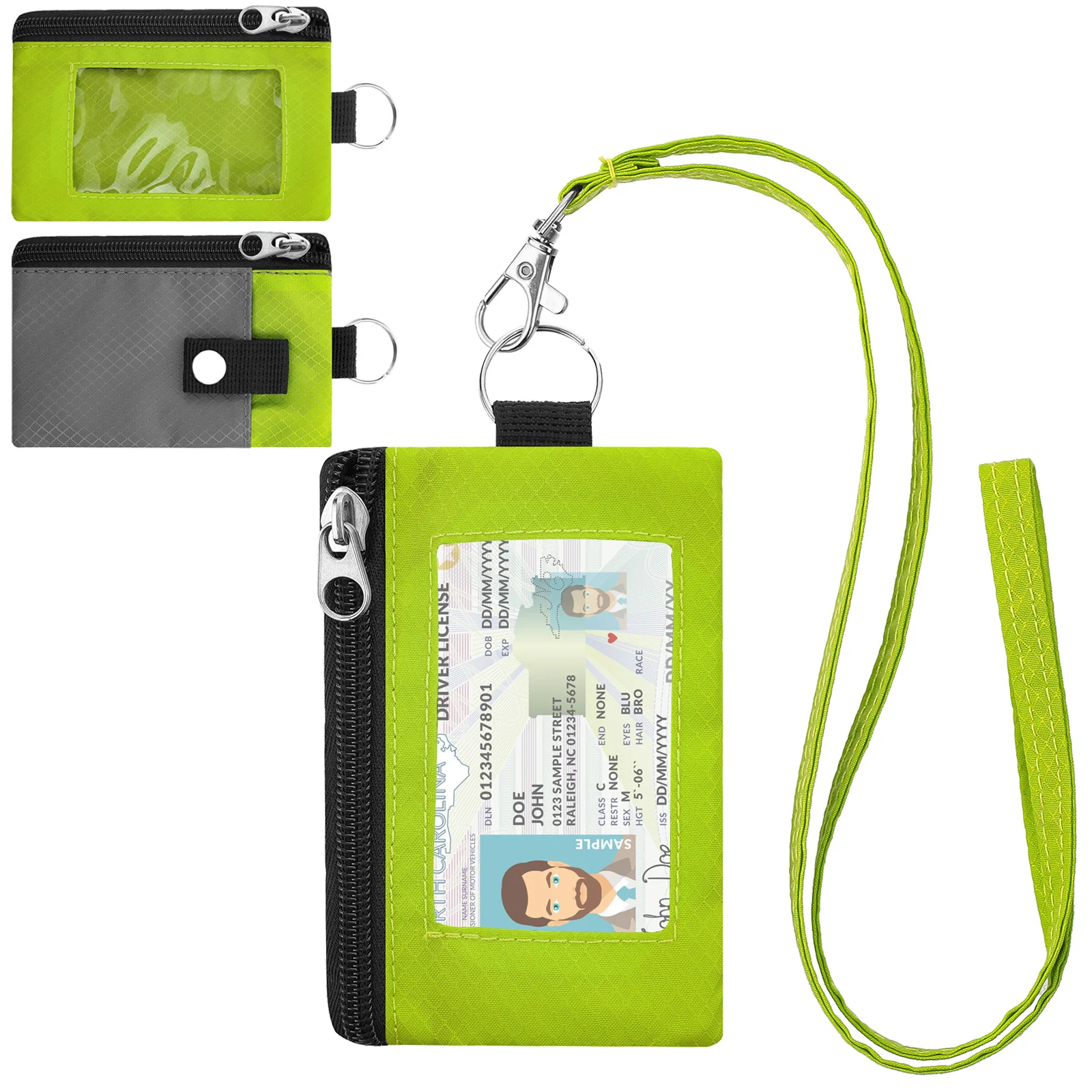 

Badge Holder With ID Window Small Wallet Waterproof Anti-Theft Travel Keychain Wallet Men Women Slim Zip Card Lanyard Wallet