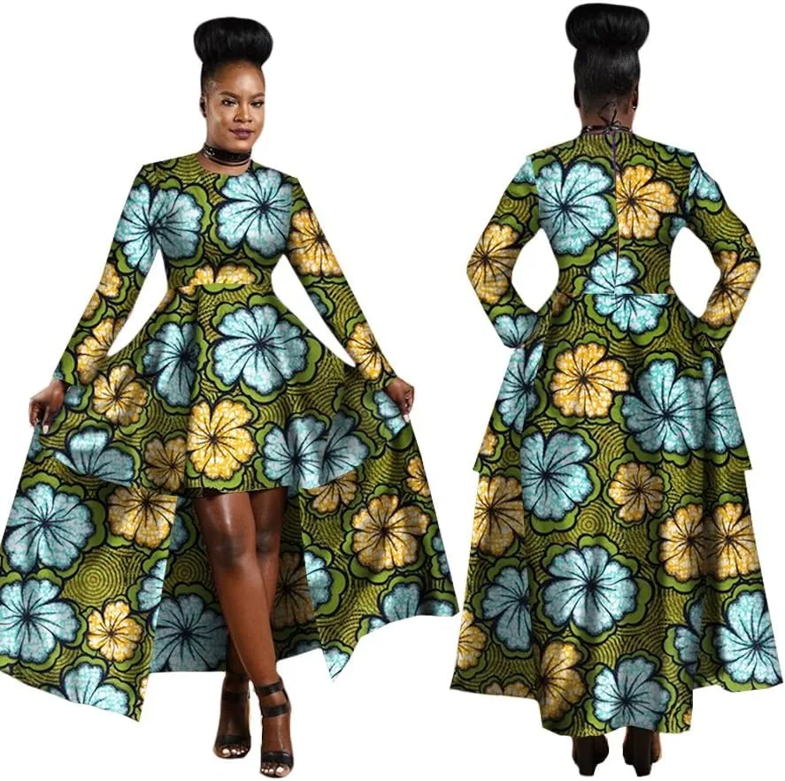 Abiti africani per le donne abito con stampa stile Dashiki Kente stampa in cera di cotone abito lungo Sexy Maxi per abiti da donna Africa WY1268