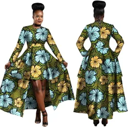 African Dresses for Women Dashiki Kente Style Print Dress Cotton Wax Print Sexy Maxi Long Dress for Ladies Africa Clothes WY1268