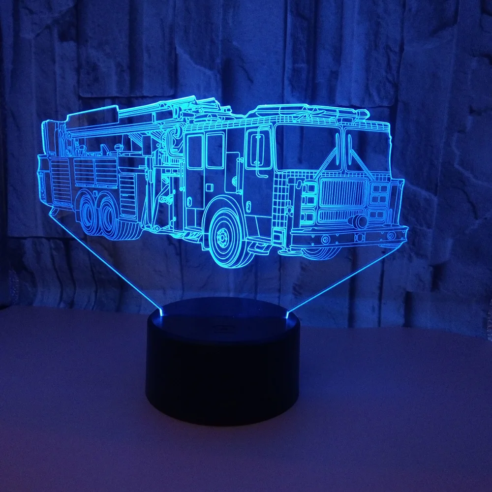 New Type Of Fire Truck 3d Lamp  Led Gradual Illusion Desk Lamp Touch And Remote Control Creative 3d Led Small Table Lamp