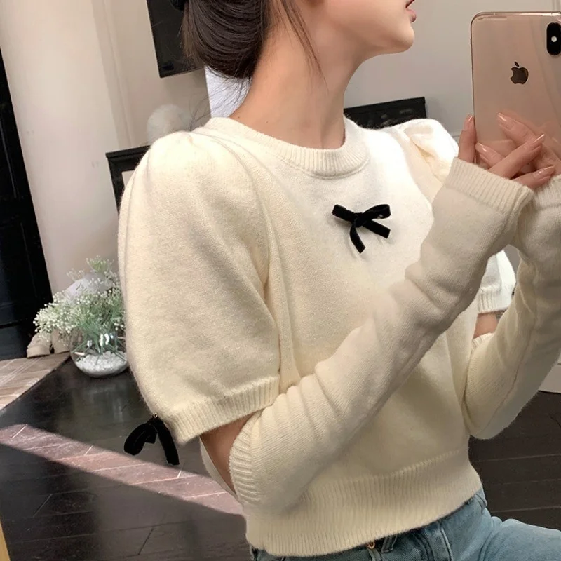 Maglione lavorato a maglia con maniche staccabili Donna Recensioni coreane Vestiti Autunno Giraffa Intarsia Maglia con perline Bordo ripiegabile Gotico