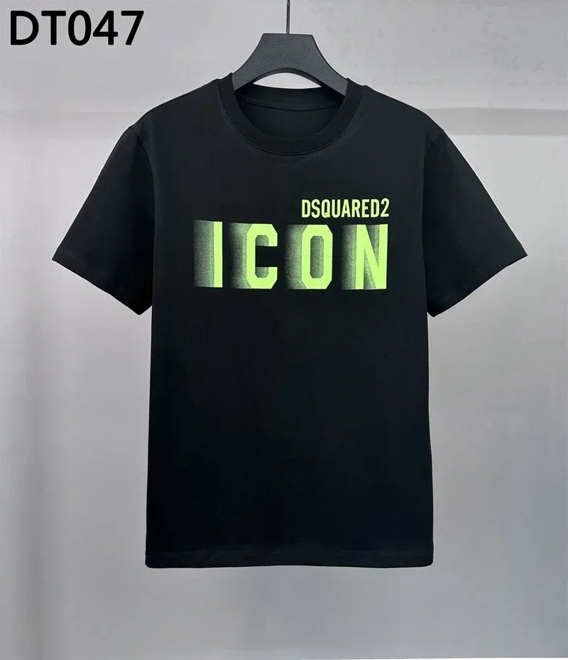 Wide Version ICON Letter Printing Short-sleeved T-shirt Crew Neck T Fashion Men Women Short-sleeved Top Cotton Half-sleeved T