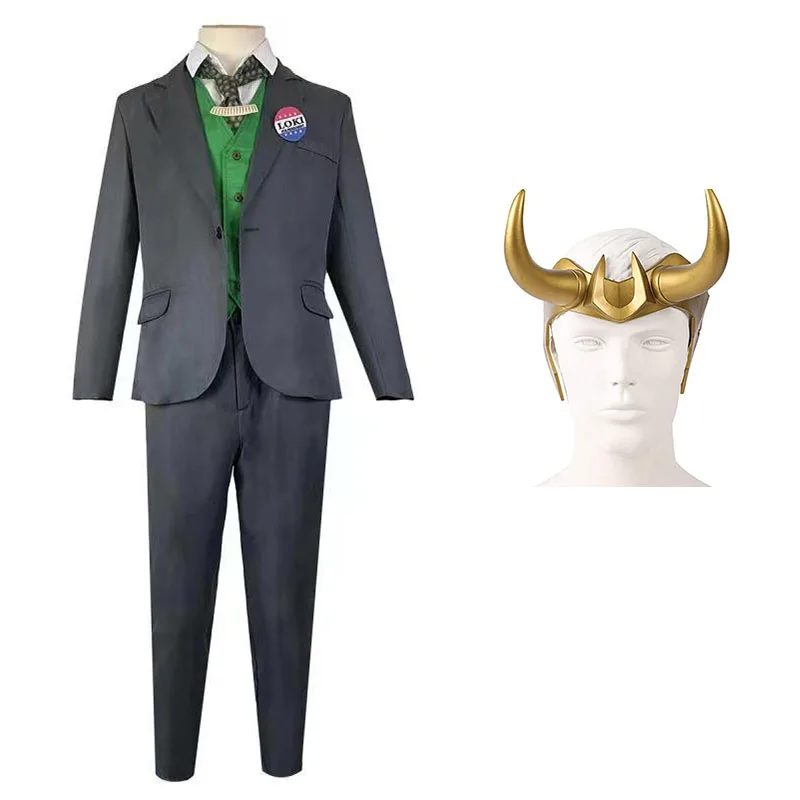 Loki Cosplay Costume Movie Time Variance Authority TVA Uniform God of Evil Mischief Variant Jacket Coat Work Clothes Halloween