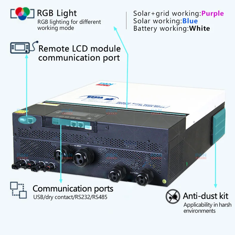 48V 220v 230v 10kw 10.2kw Hybrid Solar Inverter