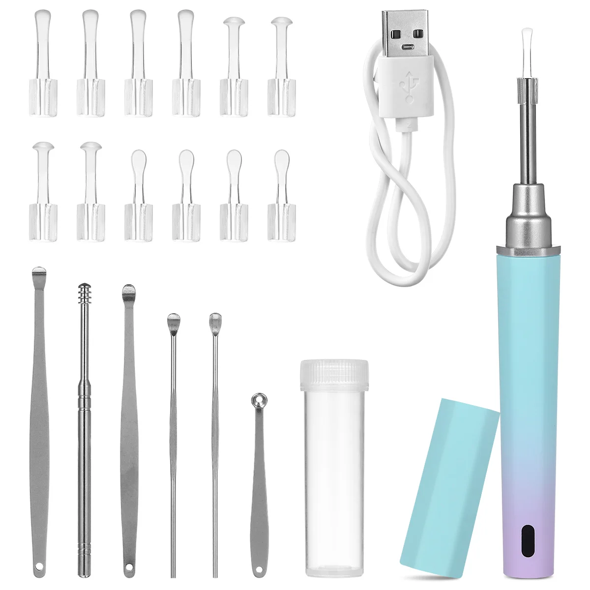 

1 Set Hd Wax Removal Kit 6 Replaceable Tips Wireless Camera Portable Ear Cleaning Tool For Inner Ear Nose Mouth Visual Scoop