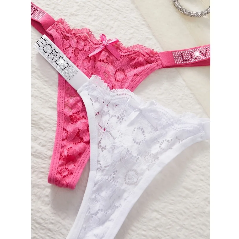 Atmungsaktive Kristallspitzen-Blumen-Slips, Niedriggeschnittene, Bestickte, Nahtlose Tanga-Unterhosen mit Baumwollzwickel, Bikini-Unterwäsche, Geschenke für Frauen – Detail 4