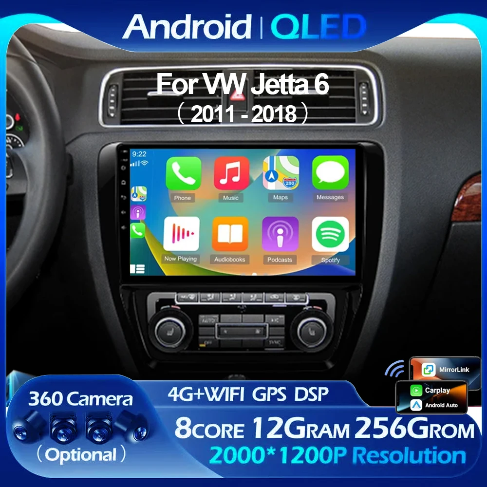

Android 14 Car Radio For Volkswagen Jetta 6 2011 - 2018 Carplay Auto 4G+WIFI GPS Navigation Multimedia Video Player Stereo BT