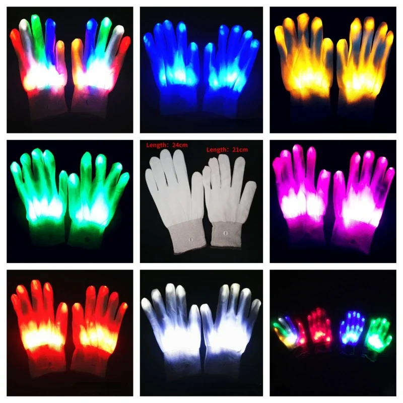 

LED Gloves Neon Glowing Halloween Party Light Props Luminous Flashing Skull Gloves Stage Costume Christmas Children's Day Gift