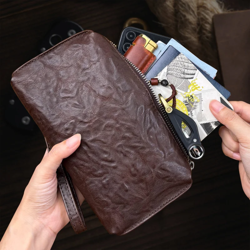 

Fashion Men's Clutch Bags Genuine Leather Handbag Male Long Money Wallets Phone Pouch Man Clutch Soft Leather Coin Purse