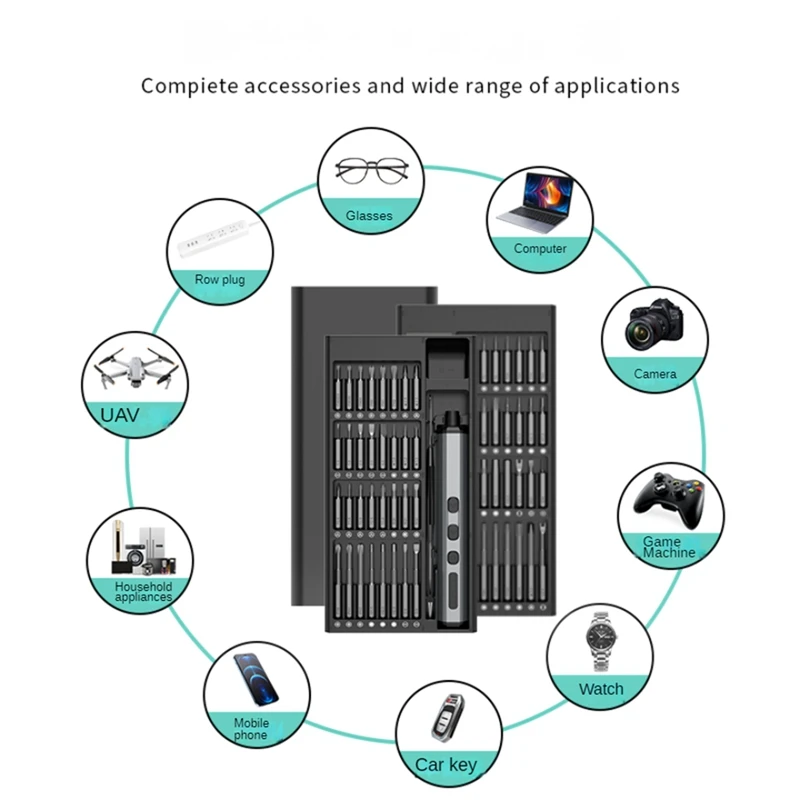 Kit cacciavite elettrico 68 In 1 5 impostazioni di coppia punte per cacciavite per utensili elettrici di precisione per occhiali da telefono orologio PC