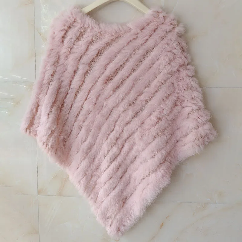 HSPL Fur Poncho 2022 Autumn Real Rabbit Hot Sale Triangle Knitted Women Pullover Lady Pashmina Wrap poncho pele de coelho 5 HSPL Fur Poncho 2022 Autumn Real Rabbit Hot Sale Triangle Knitted Women Pullover Lady Pashmina Wrap poncho pele de coelho 5