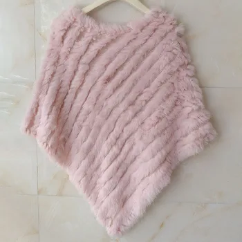 HSPL Fur Poncho 2022 Autumn Real Rabbit Hot Sale Triangle Knitted Women Pullover Lady Pashmina Wrap poncho pele de coelho 5 HSPL Fur Poncho 2022 Autumn Real Rabbit Hot Sale Triangle Knitted Women Pullover Lady Pashmina Wrap poncho pele de coelho 5