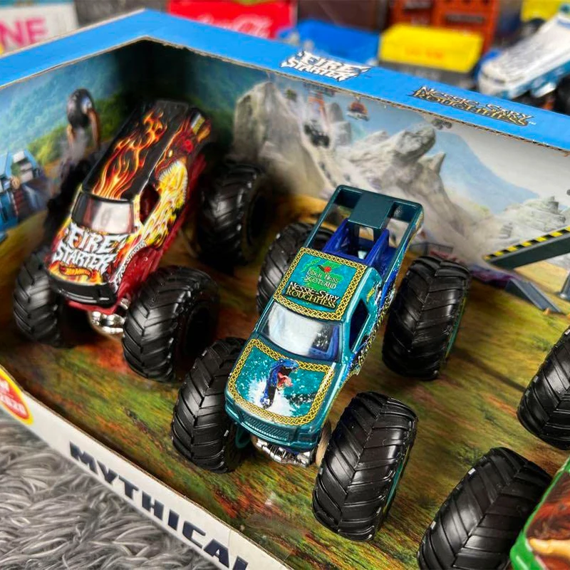 Hot Wheels Monster Trucks Mythical Maulers Diecast Car 4-Pack 1:64 Scale Metals Toy Trucks Boys Collectible Toy Cars Gifts GJG94