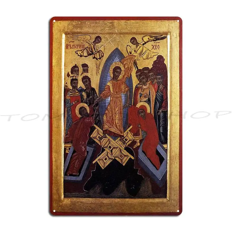 Letrero Metálico Decorativo de Pared con Icono Antiguo Ruso de la Virgen María Teotoca de Vladimir, Placa Decorativa para Garaje, Póster de Lata