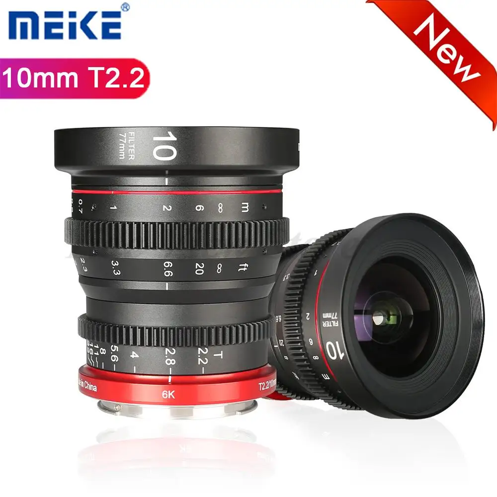 MEKE Meike 10mm T2.2 APS-C S35 Camera Cine Lens Large Aperture Manual Focus Low Distortion Format Mini Prime Cine Lens