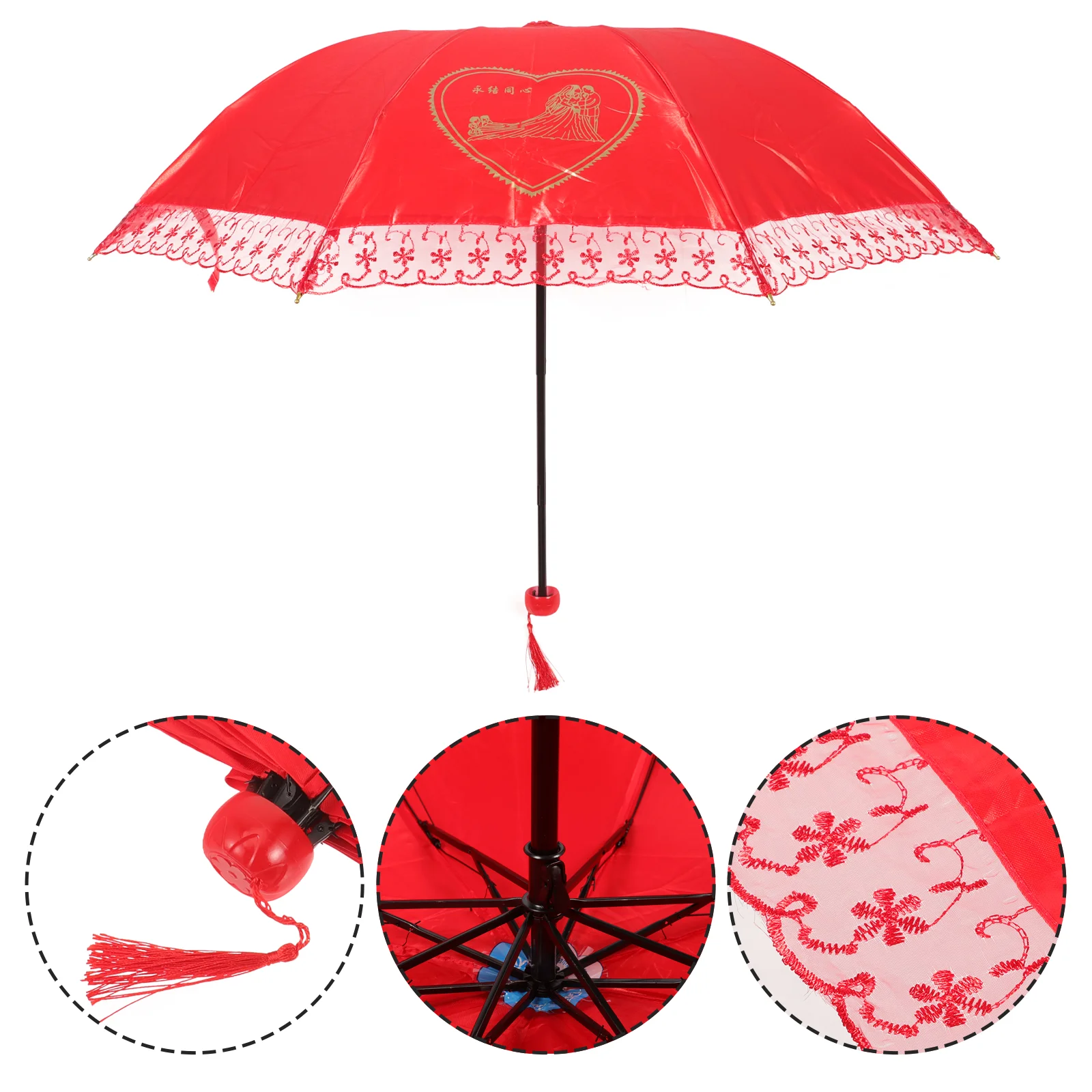 Wedding Lace Red Umbrella Supply for Grace Umbrellas Decorations Cloth Parasol Tea Party