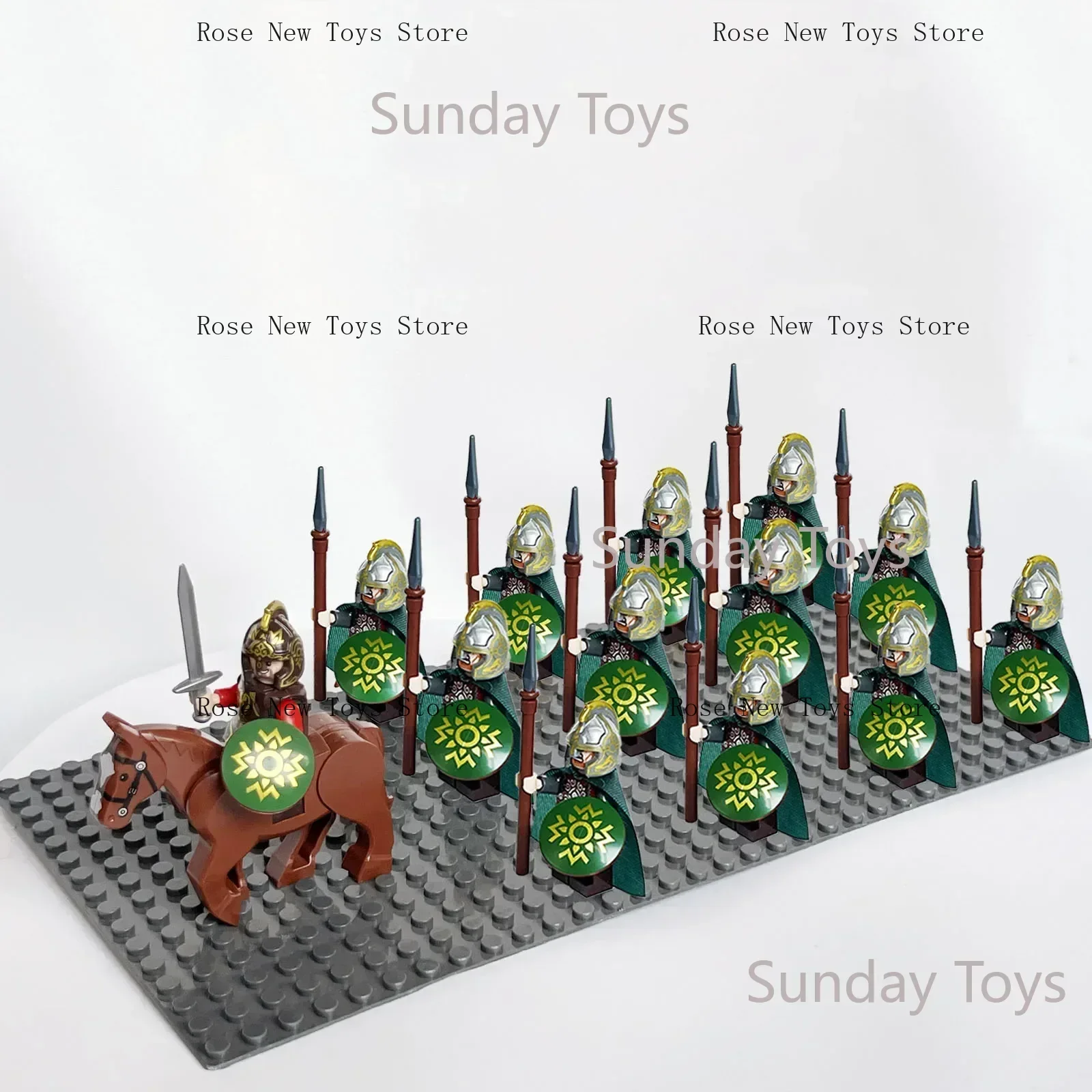 13pcs Castle Knight Rohan Azog Orcs Half-Beast Human Army Elf Guards Roman Solider Minifig Building Block Toys for Kids