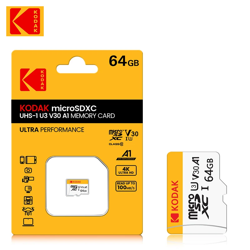 Original Kodak Micro SD Card 128GB Class 10 Memory Card 64GB Flash Card 256GB 32GB V30 U3 cartao de memoria For Driving Recorder